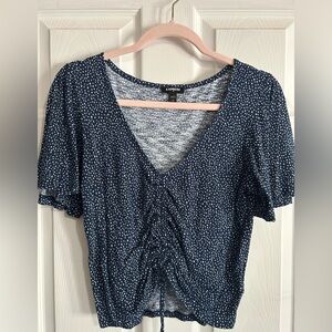 Express Navy and White Patterned Shirt